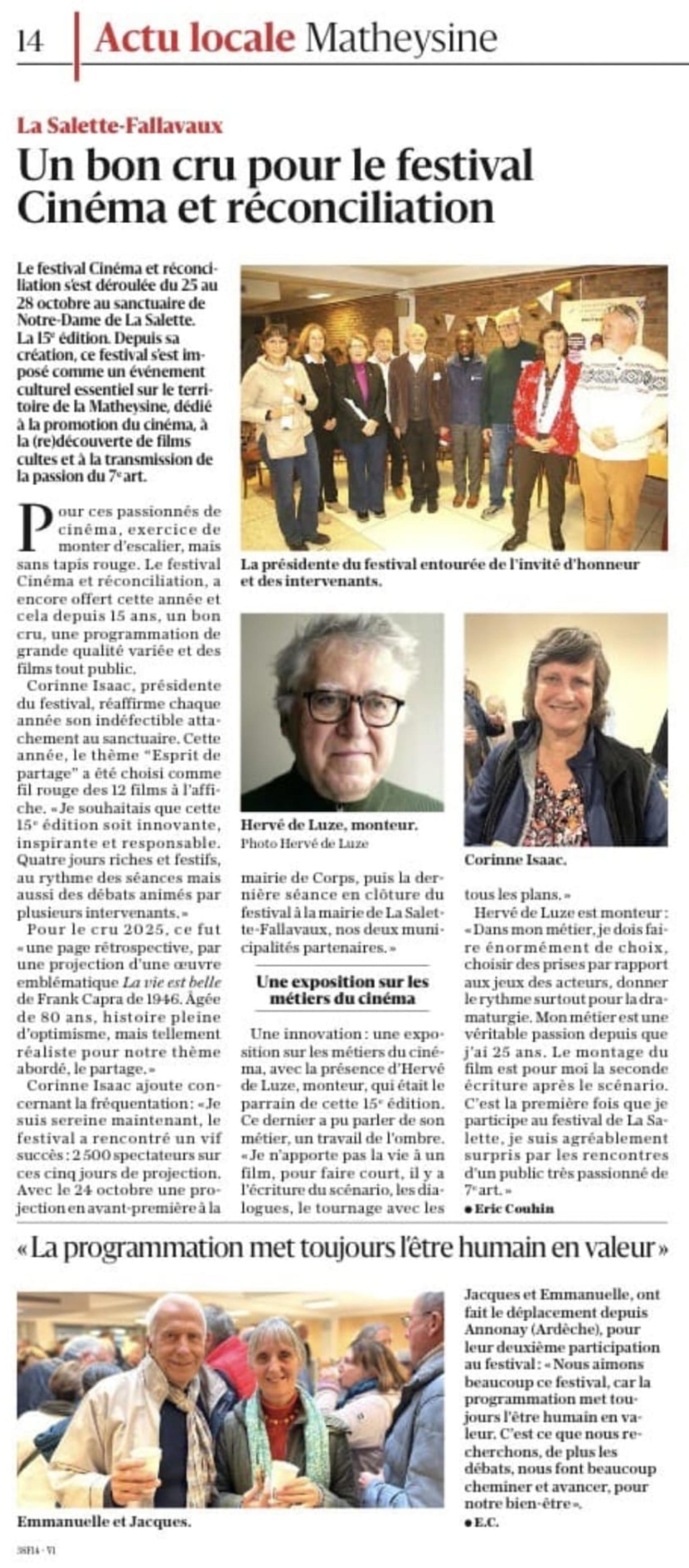 Un bon cru pour le festival Cin&eacute;ma et R&eacute;conciliation | &copy; Le Dauphin&eacute;